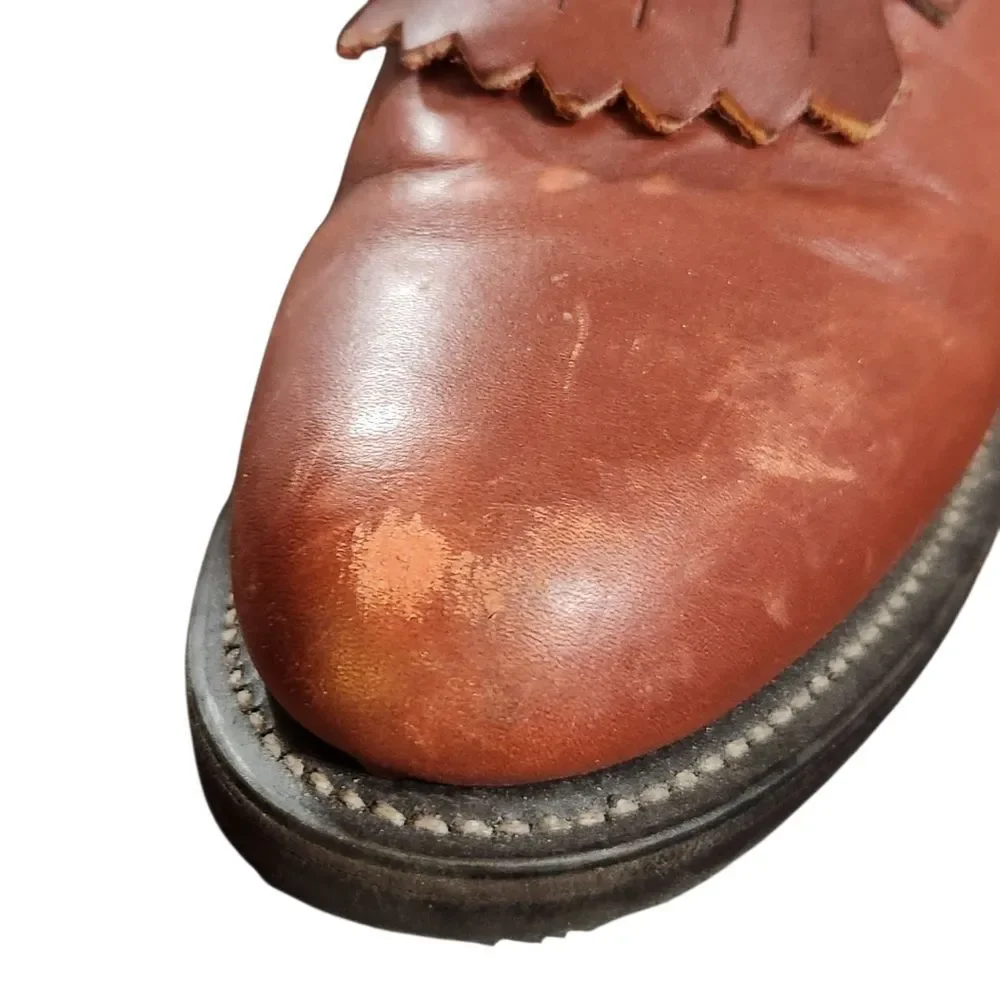 Justin Boots Kiltie Size 7 B Brown Lace Up Ankle Western Almond Toe Excellent